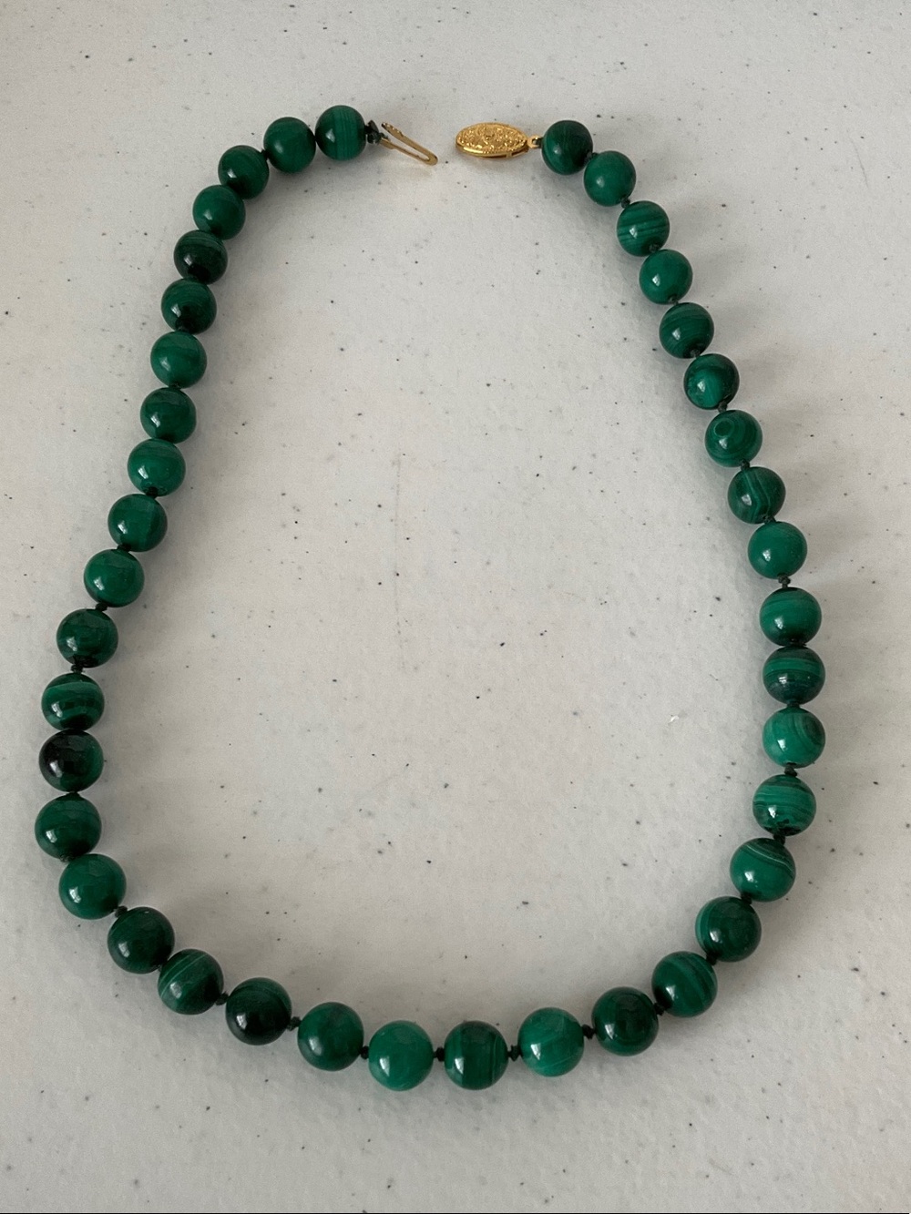 Vintage Malachite Gemstone Bead Necklace